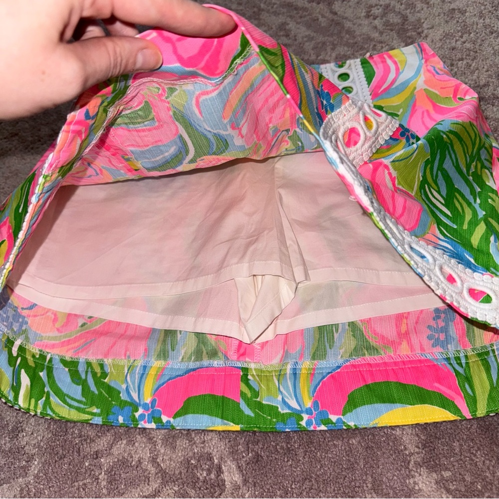 Lilly Pulitzer 4 Neon Pink So A Peeling Pansy Floral Lace Skort Skirt - Picture 3 of 6